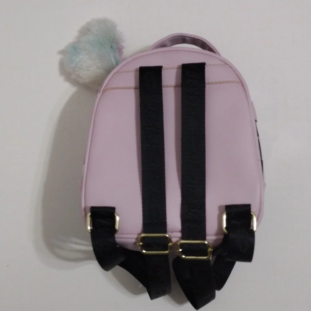 Luv Betsey Betsey Johnson Clear Checkered Mini Backpack Pink Y2K Pom Pom Purse